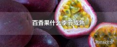 百香果什么季节成熟