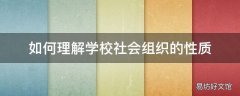 如何理解学校社会组织的性质