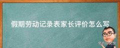 假期劳动记录表家长评价怎么写