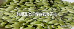 鲜毛豆怎样保存到冬天吃