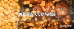 黄豆泡多久可以炖猪蹄