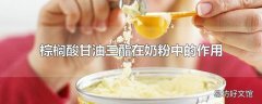 棕榈酸甘油三酯在奶粉中的作用